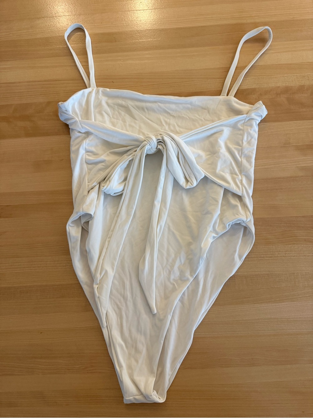 Tie-Front One-Piece Swimsuit in White